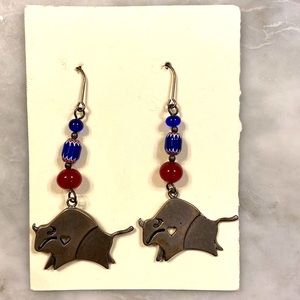 Beautiful vintage American Bison earrings with glass beads